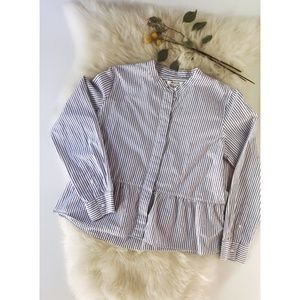 Madewell pinstripe ruffle button up blouse